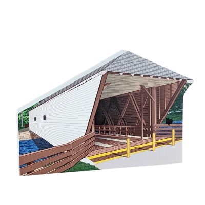 Wooden collectible of the Elizabethton / Doe River Covered Bridge in Carter County, TN. handcrafted in the USA by The Cat's Meow Village.