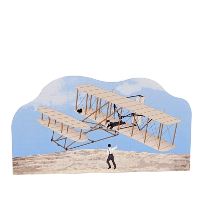 Wooden souvenir replica of the 1903 Wright Flyer handcrafted by The Cat's Meow Village in the USA.