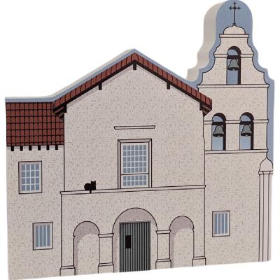 Mission San Juan Bautista, California. Handcrafted in the USA 3/4" thick wood by Cat’s Meow Village.