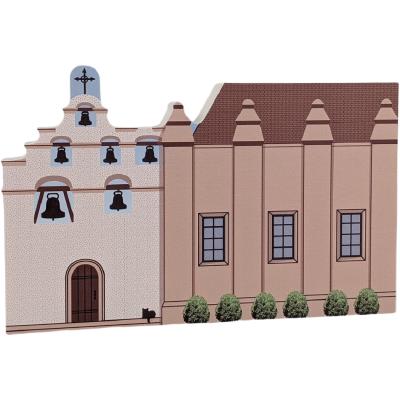 Mission San Gabriel Arcangel, San Gabriel, CA. Handcrafted in the USA 3/4" thick wood by Cat’s Meow Village.