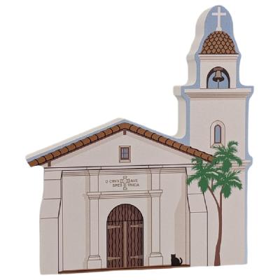 Mission Santa Cruz, California. Handcrafted in the USA 3/4" thick wood by Cat’s Meow Village.
