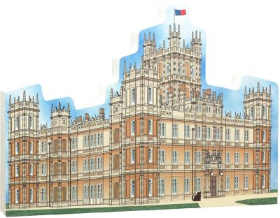 The handcrafted wooden replica of Highclere Castle near Newbury, England, was inspired by the television series "Downton Abbey." Created by the Cat's Meow Village and made in the USA.