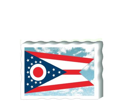 Slightly larger than a deck of cards, this wooden postcard version of the Ohio flag can fit into any nook around your home or workplace showing off your state pride! Handcrafted in the USA by The Cat's Meow Village.