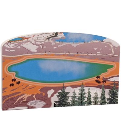 Grand Prismatic Spring, Yellowstone Nat'l Park. Handcrafted in the USA 3/4" thick wood by Cat’s Meow Village.