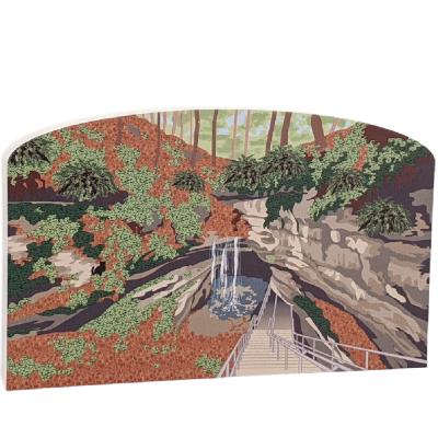Colorful detailed scene of Mammoth Cave National Park, Kentucky.  Handcrafted in 3/4" thick wood by The Cat's Meow Village in the USA.