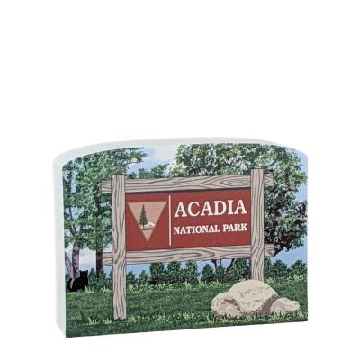 Acadia National Park Sign, Maine. Handcrafted in the USA 3/4" thick wood by Cat’s Meow Village