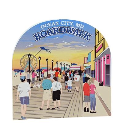 Boardwalk Scene, Ocean City, Maryland. Handcrafted in the USA 3/4" thick wood by Cat’s Meow Village.