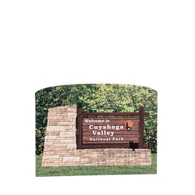 Cuyahoga Valley National Park souvenir sign handcrafted in 3/4" thick wood by The Cat's Meow Village in Ohio.