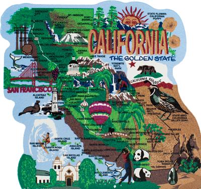 State map of California handcrafted in wood by The Cat's Meow Village