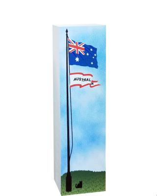 Australia flag handcrafted of 3/4" thick wood that you can tuck into a bookshelf to remind you of that unforgettable trip. Made in the USA by The Cat's Meow Village.
