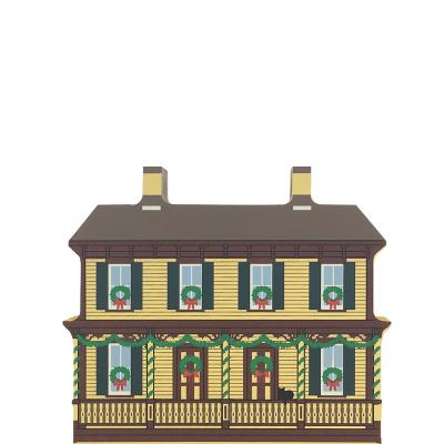 Vintage Sarah Jordan Boarding House from Greenfield Village Christmas Series handcrafted from 3/4" thick wood by The Cat's Meow Village in the USA