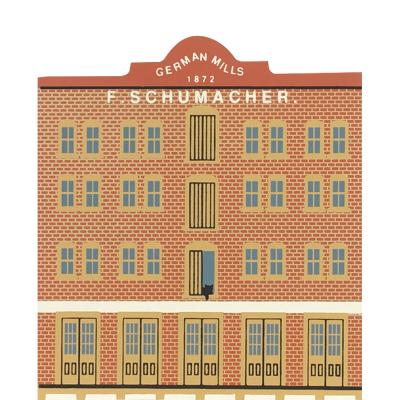 Vintage Schumacher Mill from Market Street Series handcrafted from 3/4" thick wood by The Cat's Meow Village in the USA
