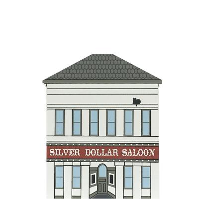 Vintage Silver Dollar Saloon from California Gold Rush Series handcrafted from 3/4" thick wood by The Cat's Meow Village in the USA