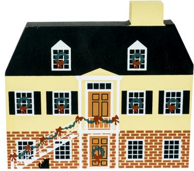 Vintage Simon Mirault Cottage from Savannah Christmas Series handcrafted from 3/4" thick wood by The Cat's Meow Village in the USA