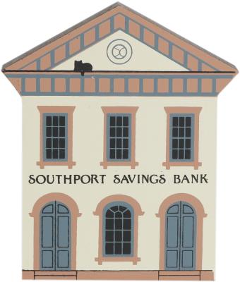 Vintage Southport Bank from Series V handcrafted from 3/4" thick wood by The Cat's Meow Village in the USA