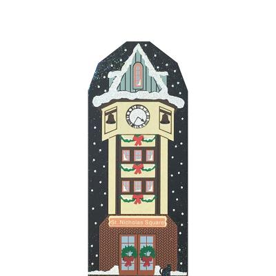St. Nicholas Square Clock from Vintage North Pole handcrafted from 3/4" thick wood by The Cat's Meow Village in the USA