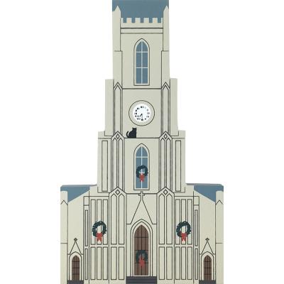 Vintage St. Patrick's Church from New Orleans Christmas Series handcrafted from 3/4" thick wood by The Cat's Meow Village in the USA