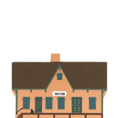 Vintage Wilton Railway Depot from Liberty Street Series handcrafted from 3/4" thick wood by The Cat's Meow Village in the USA
