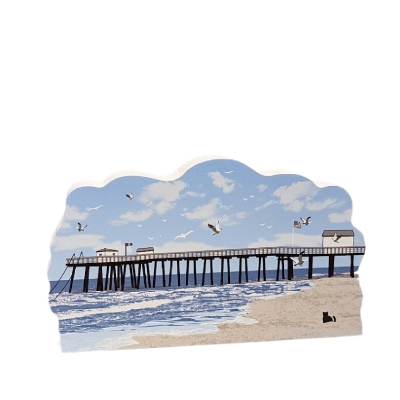 wooden souvenir replica of the 14th Street Pier in Ocean City, New Jersey. Handcrafted by The Cat's Meow Village in the USA.