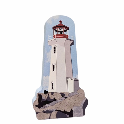 Wooden Cat's Meow keepsake of the Peggy's Cove Lighthouse, Nova Scotia, Canada. Handcrafted in 3/4" thick wood by The Cat's Meow Village in the USA.