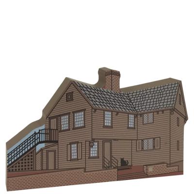 Wooden replica of Paul Revere House in Boston, Mass, handcrafted of 3/4" thick wood by The Cat's Meow Village. Add it to your home decor to remember your visit to this historic muesum.