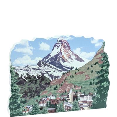 Scene of the Matternhorn in the Swiss Alps, handcrafted by The Cat's Meow Village in 3/4" thick wood.