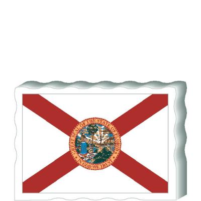 Slightly larger than a deck of cards, this wooden postcard version of the Florida flag can fit into any nook around your home or workplace showing off your state pride! Handcrafted in the USA by The Cat's Meow Village.