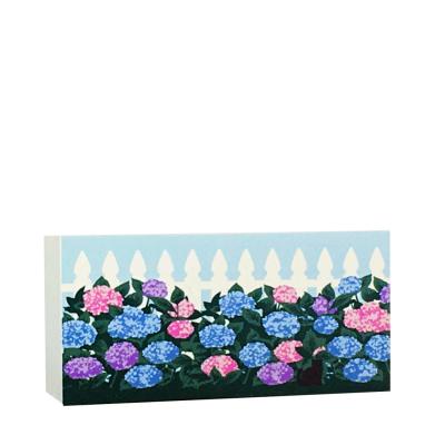 Hydrangea Bushes in full bloom, handcrafted in 3/4" thick wood by The Cat's Meow Village in the USA>