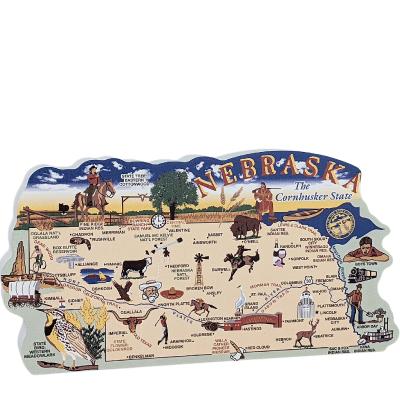 Add this wooden state map of Nebraska to your home decor, handcrafted in the USA by The Cat's Meow Village