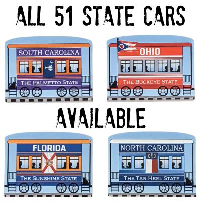 Choose your state cars from the drop down list to add to your Pride Of America train set.