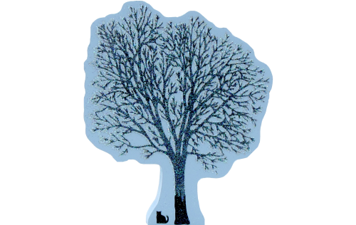 Winter Tree, bare branches, ice, glitter
