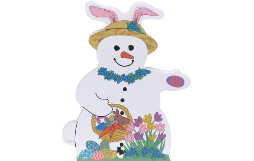 Easter Snowman keepsake with Easter Eggs handcrafted by The Cat's Meow Village from 3/4" thick wood.