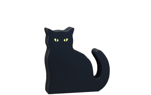 Get your hands on, Casper, our black cat mascot, with glowing eyes. Handcrafted in the USA by The Cat's Meow Village.