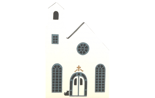 Vintage Church from Series II handcrafted from 3/4" thick wood by The Cat's Meow Village in the USA