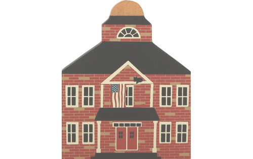 Vintage Town Hall from Series II handcrafted from 3/4" thick wood by The Cat's Meow Village in the USA