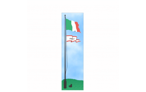 Wooden replica of the Flag of Italy. handcrafted in 3/4" wood by The Cat's Meow Village in the USA.