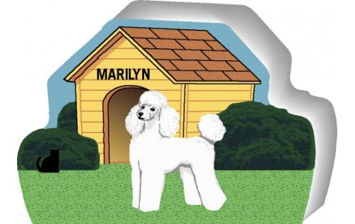 White Poodle can be personalized with your dog's name