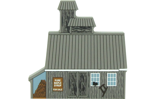 Maple Sugar House handcrafted in 3/4" thick wood by The Cat's Meow Village in the USA.