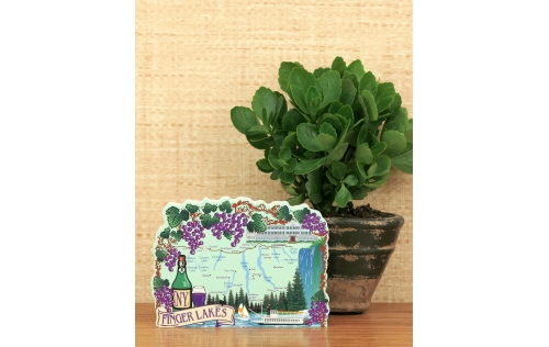 Remember a great trip with a wooden keepsake of the New York Finger Lakes region to decorate your home created by The Cat's Meow Village