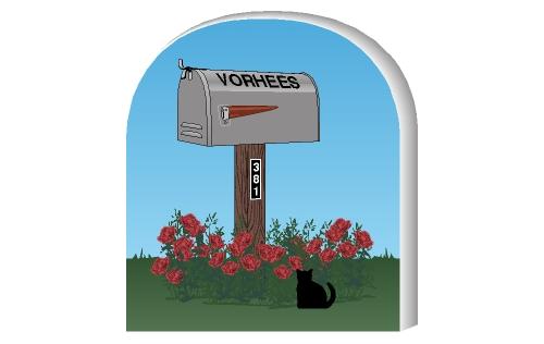 Cat’s Meow Village handcrafted wooden mailbox you can personalize with your name and street address.