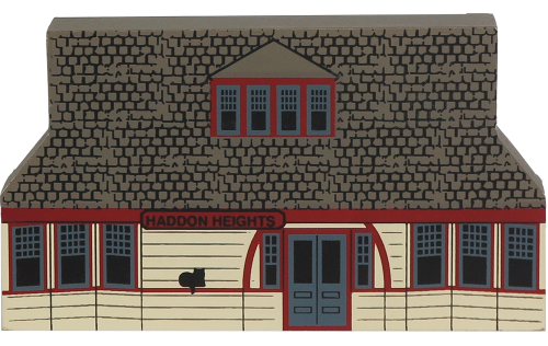 Vintage Haddon Heights Train Depot from Series XII handcrafted from 3/4" thick wood by The Cat's Meow Village in the USA