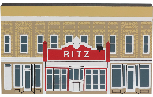 Vintage Ritz Theater from Series XII handcrafted from 3/4" thick wood by The Cat's Meow Village in the USA