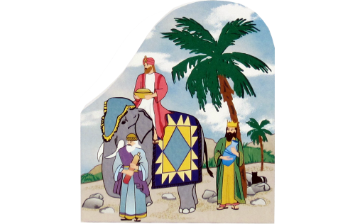 Wooden handcrafted keepsake of the Wise Men with the King's Crown quilt pattern created by The Cat’s Meow Village