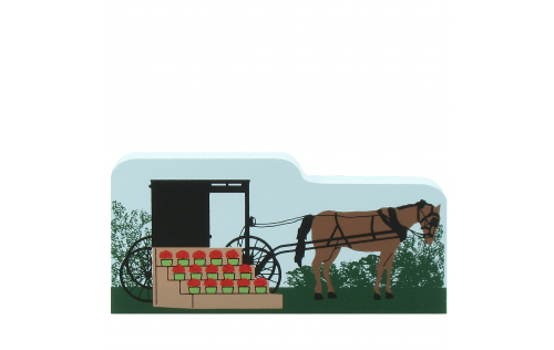 Amish wagon selling strawberries along the side of the road.