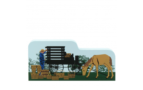 Amish wagon selling Amish made baskets.