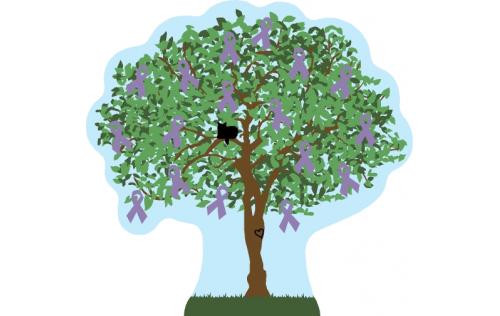Cat's Meow Lavender Awareness Ribbon Tree for All Cancers