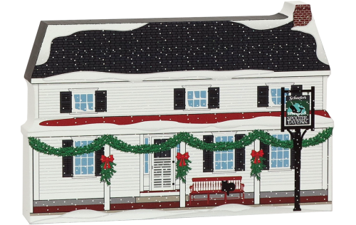 Mystic Seaport Spouter Tavern recreated in 3/4" thick wood, handcrafted for your holiday decor.