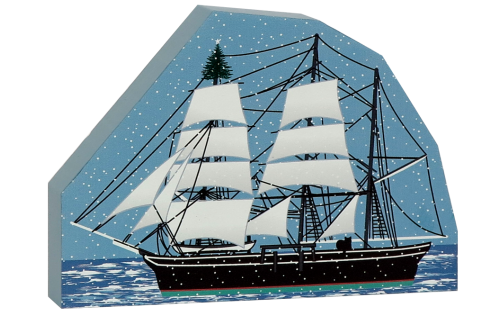 Mystic Seaport Charles W. Morgan Whaleship recreated in 3/4" thick wood, handcrafted for your holiday decor.