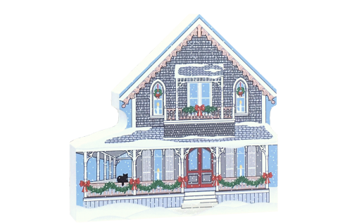 Decorate a niche in your home with this Victorian Cottage, part of the Martha's Vineyard Christmas Series handcrafted in 3/4" thick wood by The Cat's Meow Village