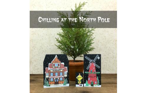 This North Pole collection of wooden buildings adds glittery fantasy to your holiday decor! Handcrafted in Wooster, Ohio.